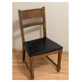 ML - Vintage Bassett Wood Dining Chair with Black Vinyl Seat