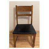 ML - Vintage Bassett Wood Dining Chair with Black Vinyl Seat