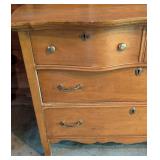 G - Vintage Wooden Dresser with Curved Front and Brass Hardware