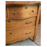G - Vintage Wooden Dresser with Curved Front and Brass Hardware