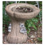BY - Cement Birdbath with Raccoon Design