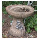 BY - Cement Birdbath with Raccoon Design