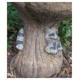 BY - Cement Birdbath with Raccoon Design