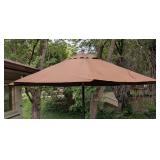 P - 8ft Brown Patio Umbrella with Weighted Stand