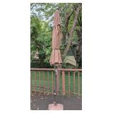 P - 8ft Brown Patio Umbrella with Weighted Stand