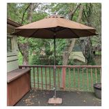P - 8ft Brown Patio Umbrella with Weighted Stand