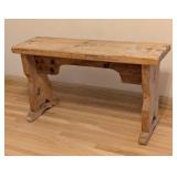 ML - Rustic Wooden Bench with Surface Wear