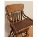 BR - Vintage Wooden High Chair with Tray