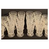 K - Set of 24 Vintage Pressed Glass Goblets and Dessert Cups