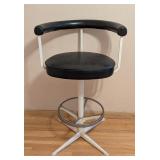 ML - Vintage Swivel Bar Stool with Black Vinyl Seat and Backrest