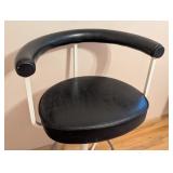 ML - Vintage Swivel Bar Stool with Black Vinyl Seat and Backrest