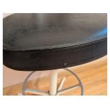 ML - Vintage Swivel Bar Stool with Black Vinyl Seat and Backrest
