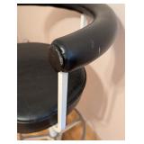 ML - Vintage Swivel Bar Stool with Black Vinyl Seat and Backrest