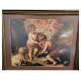 BR - Pair of Framed Religious Artwork Prints with Ornate Gold Frames