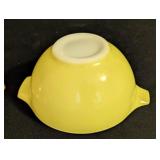 LR - Vintage Pyrex Brown Divided Casserole Dish with Yellow Mixing Bowl Set