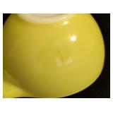 LR - Vintage Pyrex Brown Divided Casserole Dish with Yellow Mixing Bowl Set