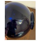 LR - Vintage Cambridge Tilt Ball Cobalt Blue Glass Pitcher and  and Swirled Glass Egg Vase