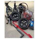 Automotive Tool and Tire Accessory Lot with Air Compressors and Jack Stands
