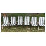 Set of 5 Folding Patio Chairs with Striped Fabric