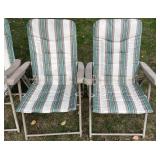 Set of 5 Folding Patio Chairs with Striped Fabric
