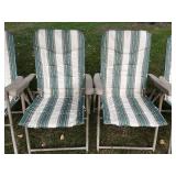 Set of 5 Folding Patio Chairs with Striped Fabric