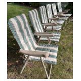 Set of 5 Folding Patio Chairs with Striped Fabric