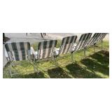 Set of 5 Folding Patio Chairs with Striped Fabric