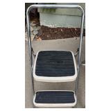 Set of 3 Vintage Webbed Aluminum Lawn Chairs with Step Stool