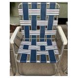 Set of 3 Vintage Webbed Aluminum Lawn Chairs with Step Stool