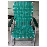 Set of 3 Vintage Webbed Aluminum Lawn Chairs with Step Stool