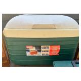 Vintage Fishing Tackle Box Collection with Reels, Lures, Cooler, and Accessories