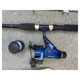 Large Fishing and Boating Gear Lot with Rods, Lures, Paddles, and Accessories