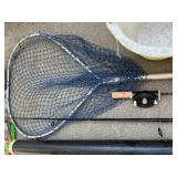 Large Fishing and Boating Gear Lot with Rods, Lures, Paddles, and Accessories