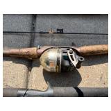 Large Fishing and Boating Gear Lot with Rods, Lures, Paddles, and Accessories