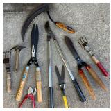 Collection of Vintage and Used Hand Garden Tools and Pruners