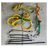 Assorted Tow Ropes, Ratchet Straps, and Bungee Cords Collection