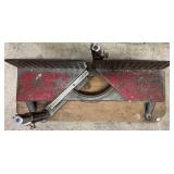 Vintage Cast Iron Miter Box Saw Guide on Wooden Base