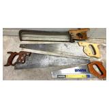 Collection of 4 Assorted Hand Saws and 1 Hacksaw