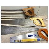 Collection of 4 Assorted Hand Saws and 1 Hacksaw
