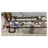 Collection of Assorted Clamps Woodworking and Metalworking