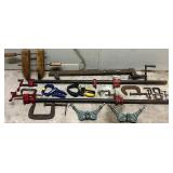 Collection of Assorted Clamps Woodworking and Metalworking