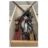 Collection of Hand Tools Including Hammers, Mallets, Files, Clamps, and Dial Caliper