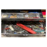 Metal Tool Box with 19-Piece Drill Bit Set and Assorted Drill Bits
