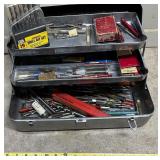 Metal Tool Box with 19-Piece Drill Bit Set and Assorted Drill Bits