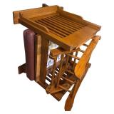 LL - Mission Style Wood and Leather Rocker
