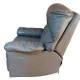 LL - Gray Leather Recliner Armchair with Tufted Back