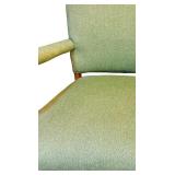 LL - Vintage Rocking Chair with Green Upholstery and Wooden Base