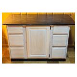 LL - Merillat White Washed Kitchen Cabinet with Black Top Slab