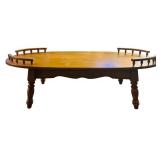 LL - Vintage Oval Wood Coffee Table with Spindled Rails