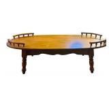 LL - Vintage Oval Wood Coffee Table with Spindled Rails